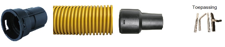 DUOLINE stofzuigerslang ESD 38mm HITACHI
Lengte 6,6 mtr. met koppelstuk t.b.v. stofzuigerkit
