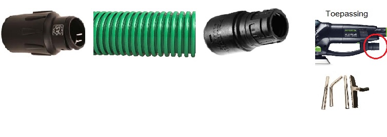DUOLINE stofafzuigslang AS Ø 27 mm. lengte 5 mtr. 
FESTOOL aansluiting