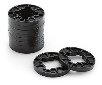 FLEX afstandsringen
Bestaande uit een rode en twee zwarte ringen om de borstel te positioneren en op te sluiten.