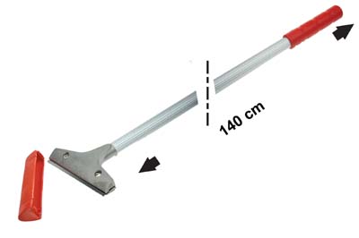 Vloerschraper prof. 15 cm. breed, met aluminium steel 140 cm. lang