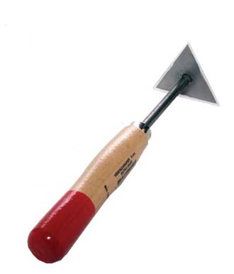 Driehoekschraper 8 x 8 x 8 cm. met houten handvat